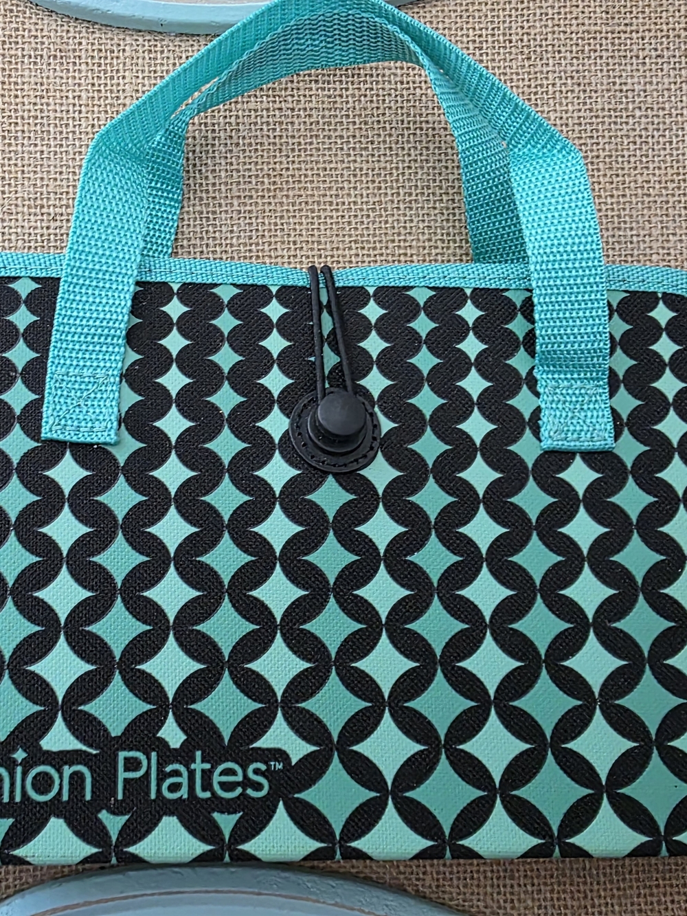 Fashion Plates Teal Patterned Tote Bag